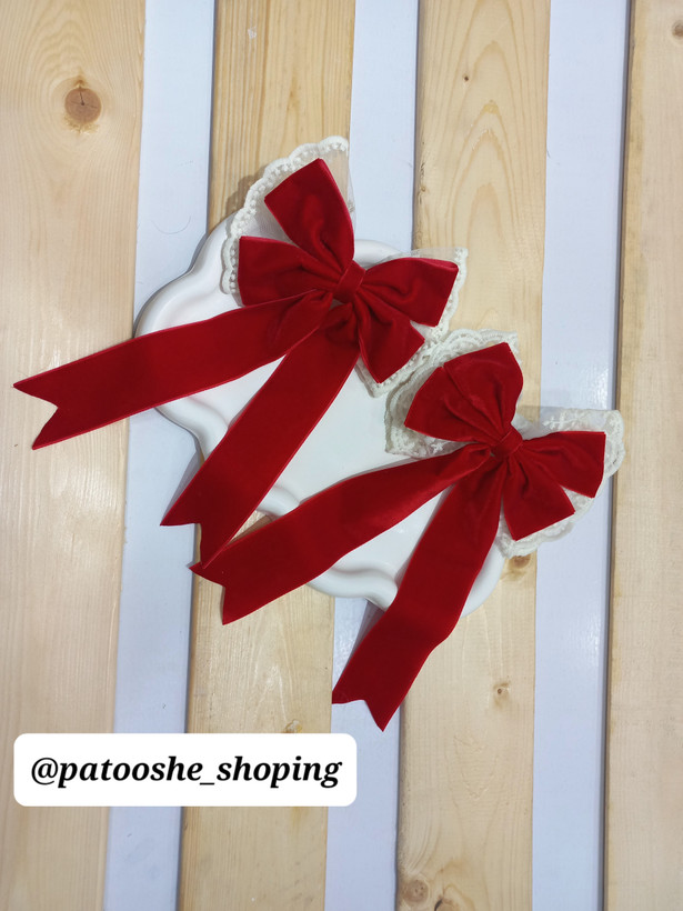 Red hair bow (hair clip) for girls, fancy ball gown