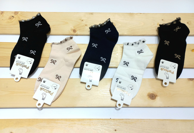 Women's Ankle Socks with Bow Design | Cotton, One Size