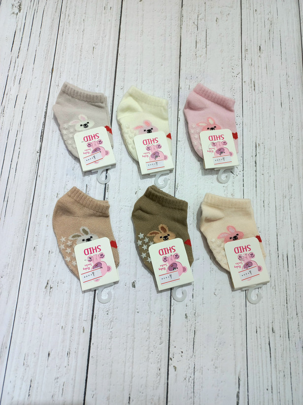 Cotton Baby Socks with Non-Slip Grips (Size: 6 Months to 1 Year) | Hypoallergenic and Non-Slip