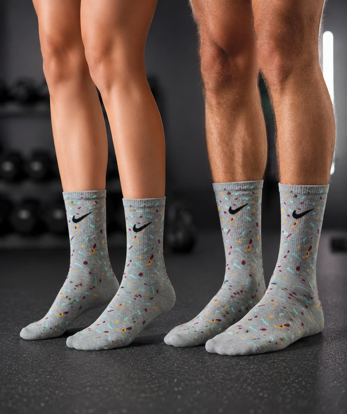 Nike Cotton Crew Socks – Polka Dot Pattern | Odor-Resistant | Sizes 36–44