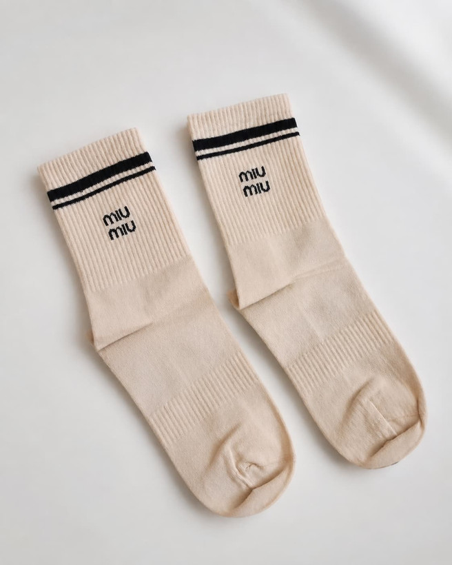 Miu Miu Crew Socks (Unisex) | Cotton Sports and Gym Socks