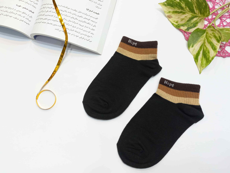 جوراب مچی دخترانه نخ پنبه رنگی قهوه ای