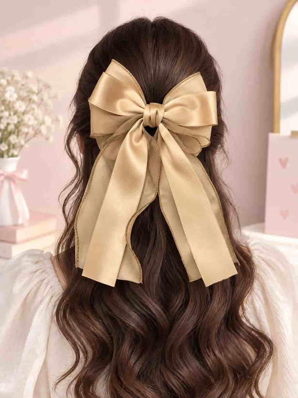 Chiffon and Satin Hair Bow for Girls and Women / Formal Hair Clip
