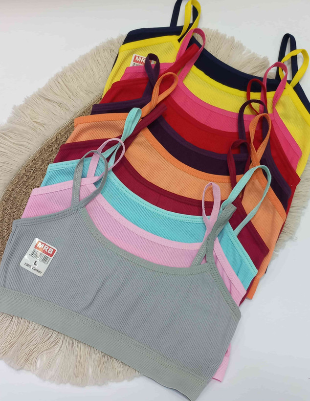 Ribbed Cotton Girls' Bralette, Non-Padded | Size 8–10 Years