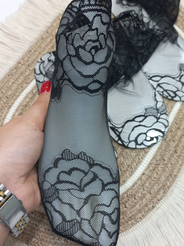 پاپوش دوربع زنانه دانتل مجلسی/طرح گل رز