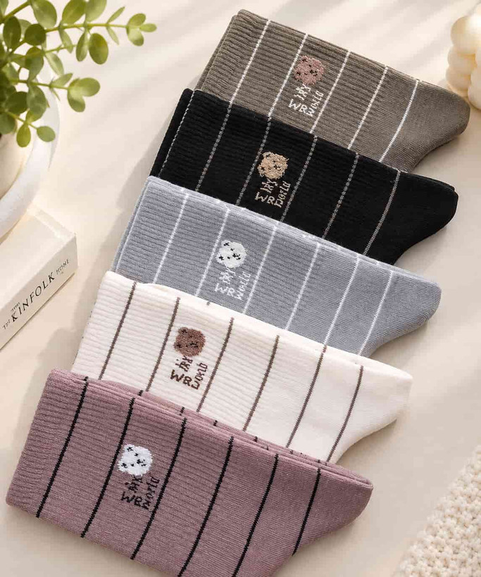 Women’s & Girls’ Teddy Striped Crew Socks | Cotton Blend