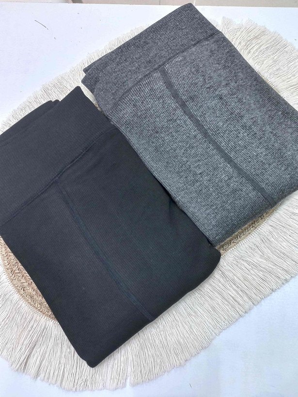 Penti Original Women's Ribbed Fleece-Lined Tights | Black & Charcoal