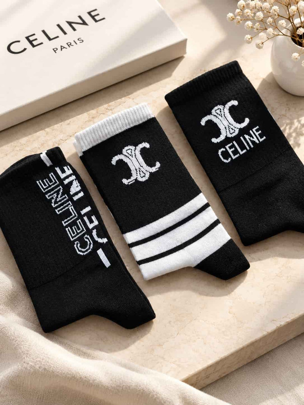 Women's Novelty Crew Socks in Black & White | Cotton Blend