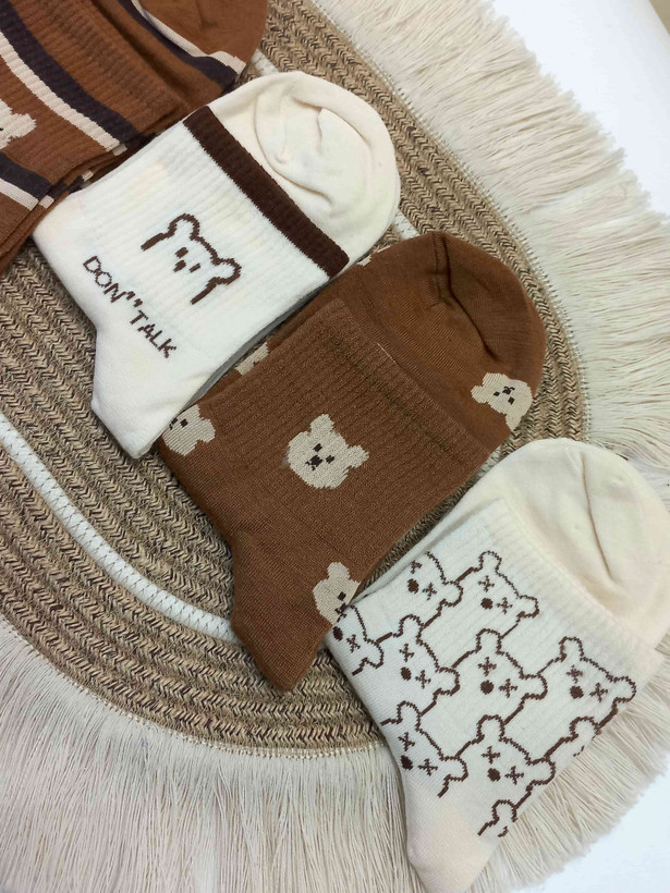 جوراب نیم ساق دخترانه طرح تدی /باکیفیت و کیوت