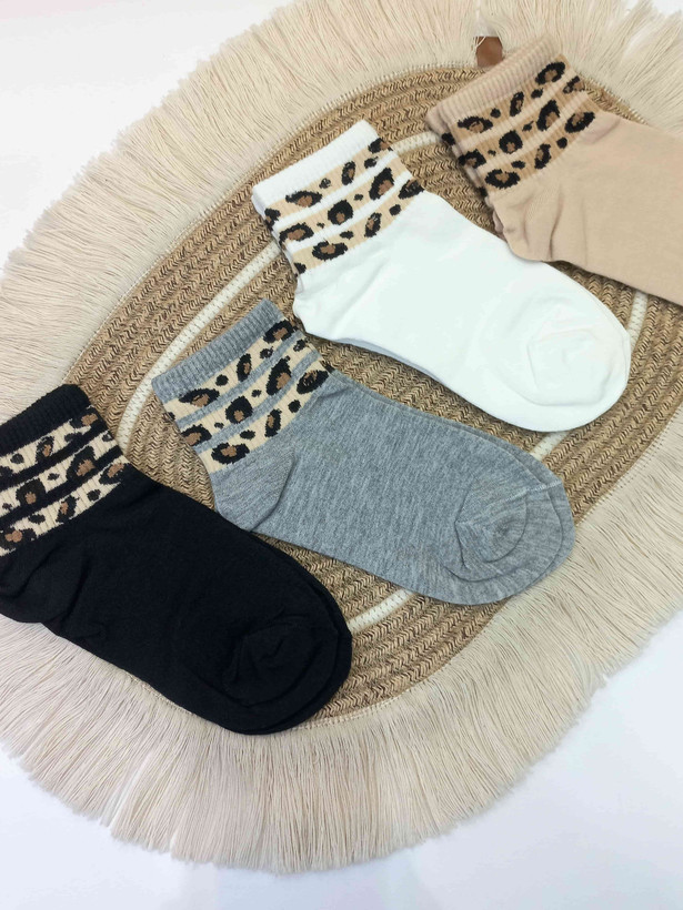 Women's Leopard Print Ankle Socks | Cotton, 4 Colors